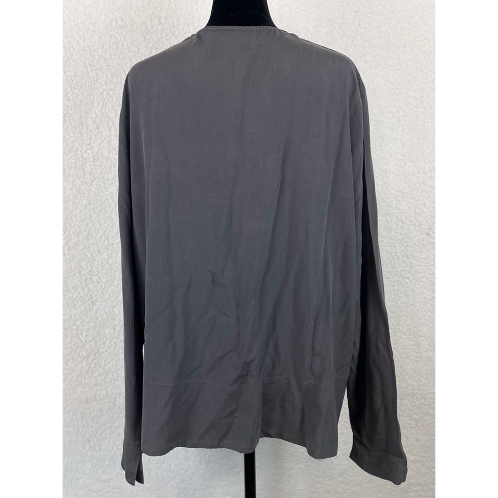 (VTG) EIGHT DEGREES SOUTH • Grey 100% Silk Button-Down Long Sleeve Shirt, M - Picture 5 of 11